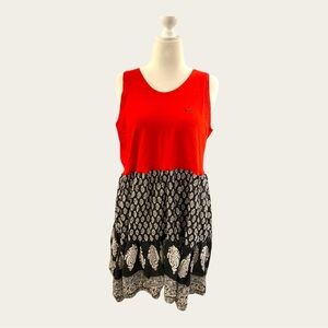 Upcycled Nike Red and Black Patterned Dress size L large